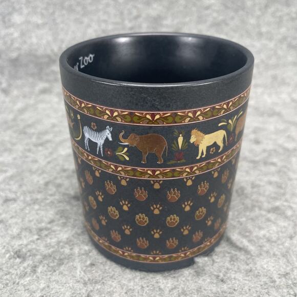 Denver Zoo Coffee Mug Charcoal Gray Copper Animal Paw Prints Elephant Lion Zebra - Picture 2 of 6